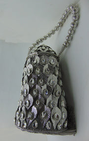Metal mesh metal leaf with rhinestones potli bag