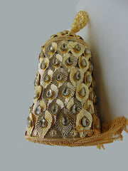 Metal mesh metal leaf with rhinestones potli bag