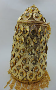 Metal mesh metal leaf with rhinestones potli bag