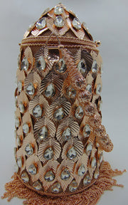 Metal mesh metal leaf with rhinestones potli bag