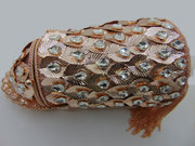 Metal mesh metal leaf with rhinestones potli bag
