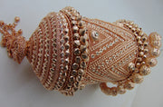 Metal mesh stone lace potli bag