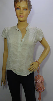 Metal mesh stone lace potli bag
