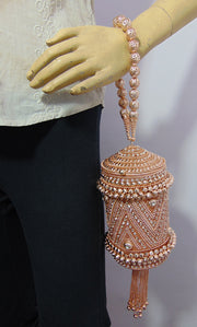 Metal mesh stone lace potli bag