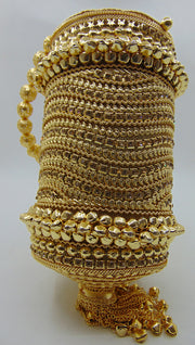 Metal mesh stone lace potli bag