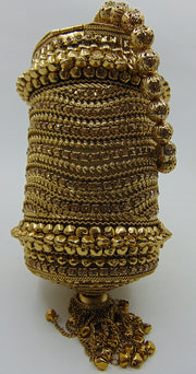 Metal mesh stone lace potli bag