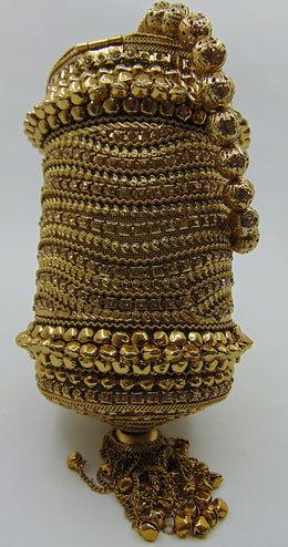 Metal mesh stone lace potli bag