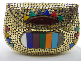 Box Metal stud & resin clutch bag