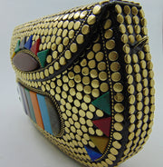 Box Metal stud & resin clutch bag