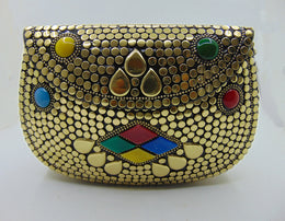 oval shape Metal stud resin clutch box bag