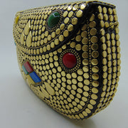 oval shape Metal stud resin clutch box bag
