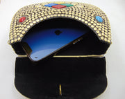 oval shape Metal stud resin clutch box bag