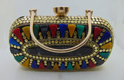 Metal frame Metal stud resin clutch party bag