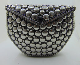 Hexagonal Round Metal stud clutch party bag