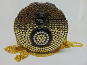 Brass Metal Resin stone metal stud round clutch box