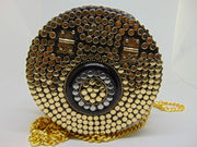 Brass Metal Resin stone metal stud round clutch box