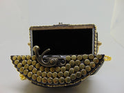 Brass Metal Resin stone metal stud round clutch box