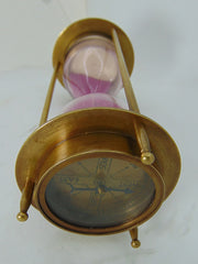 Nautical Brass Sand Timer Hourglass with Maritime Brass Compass