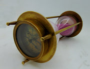 Nautical Brass Sand Timer Hourglass with Maritime Brass Compass