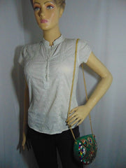 Green Mosaic Metal Clutch Purse