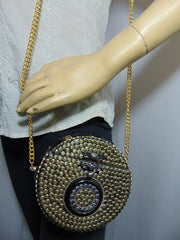 Brass Metal Resin stone metal stud round clutch box