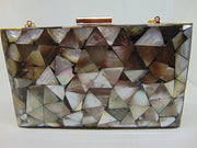 Shell Clutch Purse Metal Purse Clutch Mosaic pattern Mother of Pearl Bag