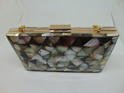 Shell Clutch Purse Metal Purse Clutch Mosaic pattern Mother of Pearl Bag