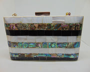 Ablone Mother of pearl stone metal frame clutch box