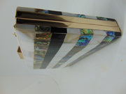 Ablone Mother of pearl stone metal frame clutch box