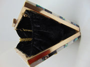 Ablone Mother of pearl stone metal frame clutch box