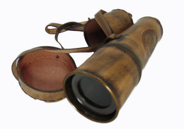 Brown & Copper Toned Telescope With Leather Cover