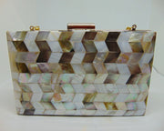 Metal frame Bag Pearl Mother Clutch Purse Shell Evening