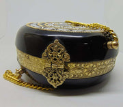 Black Resin Acrylic Round Box Clutch & Purse