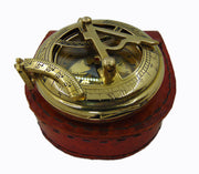 Nautical Antique Compass With Leather Cover