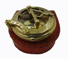 Nautical Antique Compass With Leather Cover
