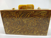 Golden marble finish resin Clutch Box Purse Bags