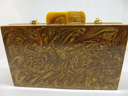 Golden marble finish resin Clutch Box Purse Bags