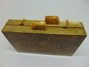 Golden marble finish resin Clutch Box Purse Bags
