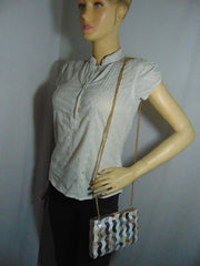 Metal frame Bag Pearl Mother Clutch Purse Shell Evening