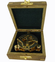 Antique Brass Triangle Compass Wood Box