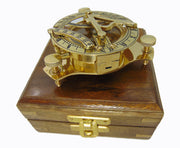 Antique Brass Triangle Compass Wood Box