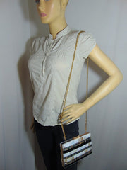 Ablone Mother of pearl stone metal frame clutch box