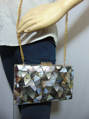Shell Clutch Purse Metal Purse Clutch Mosaic pattern Mother of Pearl Bag