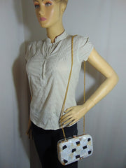 Mother of pearl stone metal frame clutch box