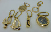 Nautical Brass Compass Magnifying Glass Key Ring Chain