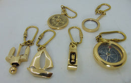 Nautical Brass Compass Magnifying Glass Key Ring Chain