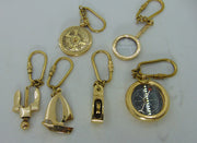 Nautical Brass Compass Magnifying Glass Key Ring Chain