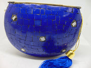 Pearl stone mosaic metal clutch purse