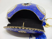 Pearl stone mosaic metal clutch purse