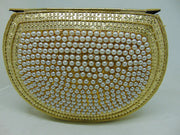 Pearl stone mosaic metal clutch purse